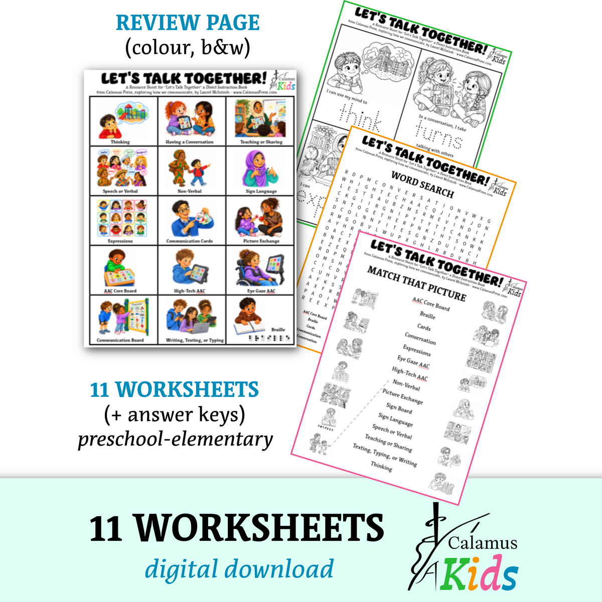 AAC & Communication Worksheets for Kids + Answer Key